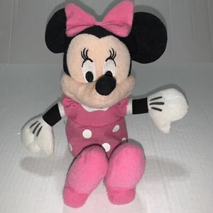 Disney Minnie Mouse 10 Zoll Stofftier Plüschpuppe Spielzeug rosa gepunktetes Kleid rosa Schleife - Bild 1 von 9