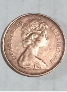 1975 ELIZABETH II - D-G - REG - F-D - 2p (TWO PENCE) COIN - Picture 1 of 5