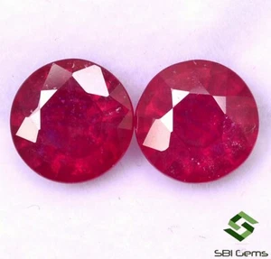 8 mm Natural Ruby Round Cut Pair 5.95 Cts Deep Red Calibrated Loose Gemstones GF - Picture 1 of 4