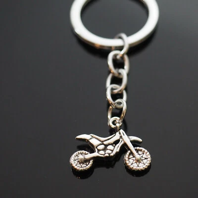 Motorcycle Dirt Bike Moto Cross Steel Silver Chrome Keychain Gift - Image 1 of 4