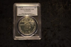 1992-P Columbus Silver Proof $1, PCGS PR69DCAM - Picture 1 of 2