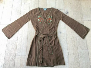 NWOT Kids Blush 100% Cashmere Sweater Coat w Hand Embroidered Flowers, M - Picture 1 of 4