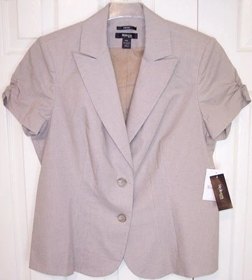 Blazer forrado elástico a rayas tostado capuchino Style & Co. para mujer nuevo con etiquetas, 14 W, $90 Foto 1 de 4
