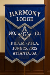 Custom Masonic Master Mason Blue Lodge Printing Banner Fringe & Braid Trim - Picture 1 of 5