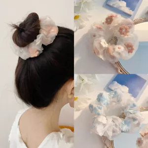 Fascia per capelli donna chiffon fiore margherita capelli scrunchies corda coda di cavallo - Foto 1 di 26