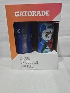 NEW Gatorade GX Squeeze Water Bottles 30 Ounce, Blue & Light Blue, 2 Pack - Picture 1 of 6