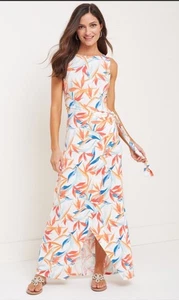 Tommy Bahama Palm Of Paradise Floral Hawaiian Faux Wrap Maxi Dress Size Medium - Bild 1 von 12