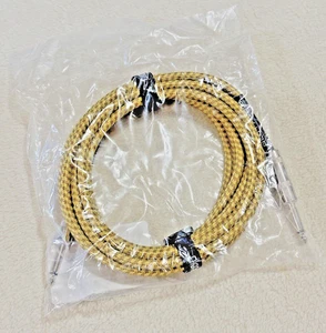 GLS Audio 15 ft Instrument Cable, Yellow/Brown Tweed Cloth 1/4" to 1/4" NIP - Picture 1 of 2