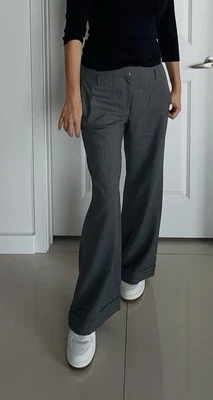 Pantalones acampanados Rena Lange gris lana pierna ancha talla 42 talla US 8 Foto 1 de 4