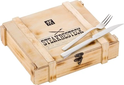 ZWILLING Steakbesteck Set 12-teilig, in rustikaler Schachtel aus Naturholz - Bild 1 von 4