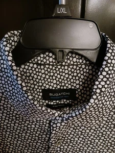 New BUGATCHI 8 Way Stretch Shirt (Sz: Large) Black/White Flowers Beautiful Print - Picture 1 of 8