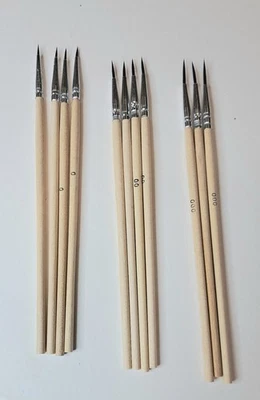 FINE DETAIL PAINT BRUSHES x 11, 4 x 0, 4 x 00, 3 x 000. New - image 1 of 4