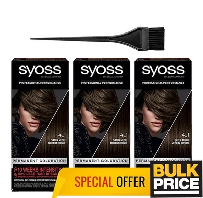 Syoss 4-1 Mittelbraun Langanhaltender Glanz Glänzend Profi Haarfarbe 3er Pack - Bild 1 von 4
