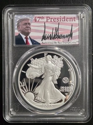 2025-S PRUEBA SILVER EAGLE NAVY PRIVADO PCGS PR70 DCAM LANZAMIENTO AVANZADO TRUMP SIG Foto 1 de 4
