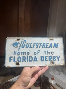 Vintage Gulf Stream Home Of The Florida Derby Booster License Plate FL Tag - Picture 1 of 4