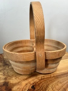 Vintage Wooden Apple Basket Folding Puzzle Bowl 9x9 Rustic Farmhouse Cottagecore - Picture 1 of 16
