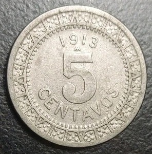1913 Mexico 5 Centavos XF Old Coin KM 421 - Picture 1 of 2