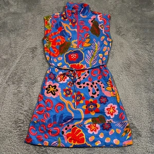 Alden Adair Leigh Dress Women's S Blue Orchid Floral Snake Pockets Tie Waist - Picture 1 of 12
