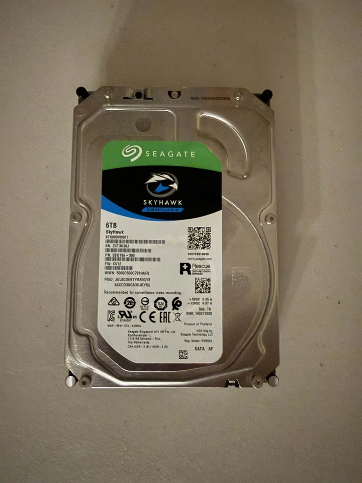 Seagate Skyhawk 6TB 3.5" SATA 6GB/s 5.4K 256GB Cache HDD ST6000VX001 2BD186-300 - Image 1 of 1