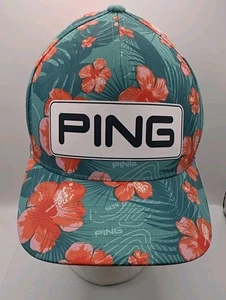 Ping Tropical Snapback Flexfit 110 One Ten Golf PGA Hat Cap Green Pink Salmon - Picture 1 of 13