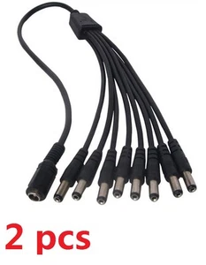 2 Pezzi Cavo Splitter Alimentazione DC 1 a 8 per Telecamera CCTV, 1 Femmina a 8 Maschio - Foto 1 di 1