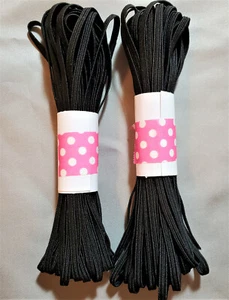 Elastico intrecciato piatto nero 1/8" (3 mm) 20 iarde made in USA cucito e mascherina - Foto 1 di 1