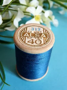 134B/ Beautiful Vintage DMC Cotton Thread Spool Alsa No. 40 Royal Blue No. 312 - Picture 1 of 1