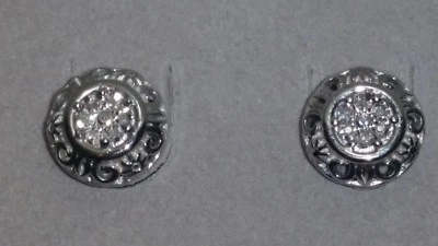 NEW *AWESOME* ZALES Jewelers Sterling Silver Round Diamond Earrings - Image 1 of 4