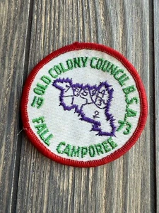 Vecchio Consiglio Colonia B.S.A. Distintivo ricamato tondo patch autunno Camporee - Foto 1 di 2