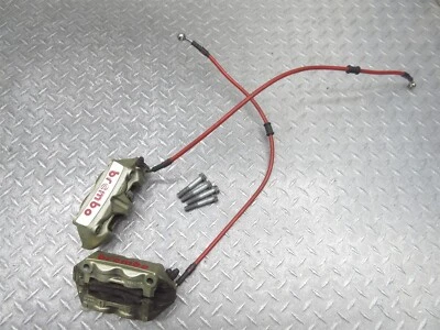 2010 09-10 Aprilia RSV4R Left Right Front Brake Caliper Line Hose Pad Brembo - Image 1 of 4