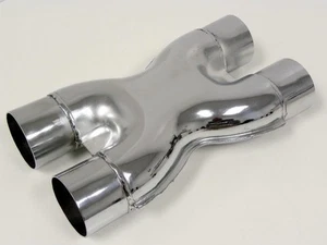 VMS UNIVERSAL STAINLESS STEEL CUSTOM EXHAUST CROSSOVER X PIPE 2 1/2" 2.5" CHROME - Picture 1 of 9