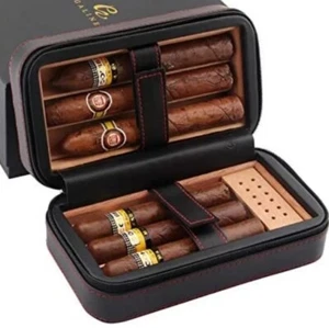 Galiner Zeder Zigarre Humidor Etui Reisehalter + Zigarren Caddy Humidor Flüssigkeit. Neu. - Bild 1 von 5