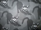 CATS  BLACK SILVER METALLIC WHISKERS GRAY BLK COTTON FABRIC FQ