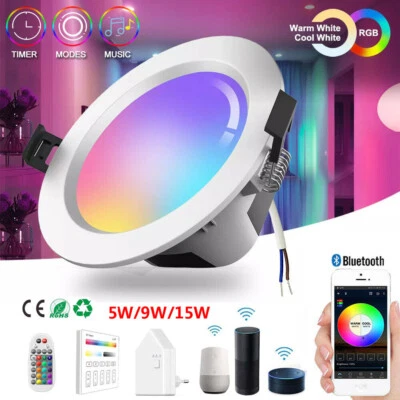 LED Einbaustrahler Bluetooth WIFI RGB+WW+CW Decken Einbauspot Dimmar 5W-15W 230V - Bild 1 von 4