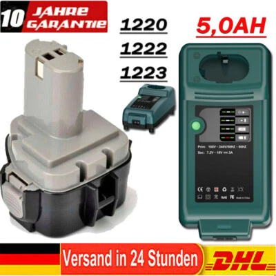 FÜR MAKITA 2x Batería 5.0Ah para Makita Batería 12V PA12 1200 1220 1222 1233 1234 NI-MH /Cargador