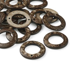 50 Pcs Coffee Coconut Ring Links For Crafts DIY Jewelry Making 30x4mm Hole 2mm - Picture 1 of 9