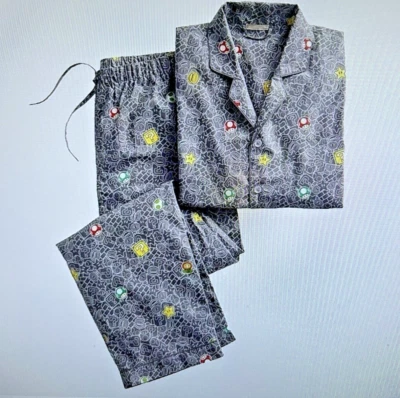 99 美元 Pottery Barn 青少年超级马里奥夜光睡衣套装灰色中号全新带标签 — 第 1/4 张图片