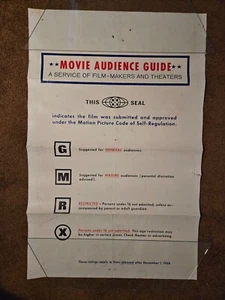RARE!  1968 MOVIE AUDIENCE GUIDE " MOVIE RATING SYSTEM" Theatre Poster for Lobby - Picture 1 of 12