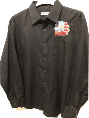 JACK REID Shirt Black Long Sleeve American Eagle Graphic Men's Collar 16.5" - Image 1 of 4