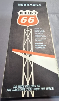 Mapa de ruta vintage 1966 Kansas Phillips 66 Petroleum Gasoline Oil Company negro Foto 1 de 4
