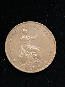 Great Britain 1858 PENNY Victoria UNC Uncirculated Copper/ Red Brown KM 739 - Picture 1 of 6