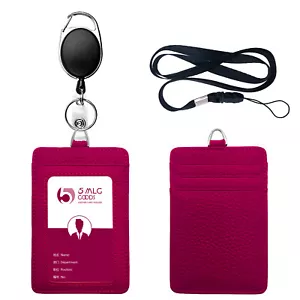 Porta insignia de identificación de trabajo de cuero para hombres y mujeres con cordones de clip (1 pieza) - Imagen 1 de 8