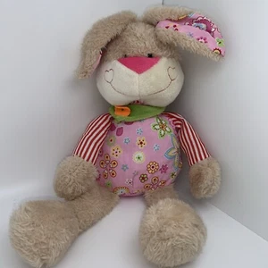 Plüschtier Stofftier Ohr Halstuch Grün Blume Pink Orange Braun Hase Beige Rot - Picture 1 of 8