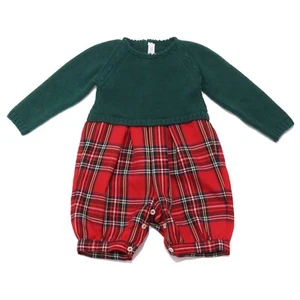 6888AD tutina bimba girl M. FERRARI green/red tartan wool romper kids - Picture 1 of 4