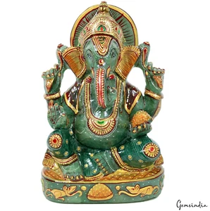 2.5 Kg Natural Green Aventurine Gemstone Handmade Lord Ganesha Statue/Sculpture - Picture 1 of 8