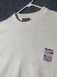 Felpa Vintage Mondiali USA Calcio 1994 Taglia XL Noce Noce Cavo Maglia Ricamata - Foto 1 di 19