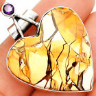 Heart Brecciated Mookaite & Amethyst 925 Sterling Silver Pendant Jewelry P-1159