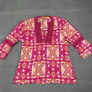 Tory Burch Shirt Womens 10 Tunic Cover Up Top Pullover 3/4 Sleeve Boho Ladies - Picture 1 of 13