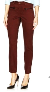 Tommy Hilfiger Women Denim Jeans Skinny Mid Rise Stretch Pants Burgundy Sz 12 - Picture 1 of 9