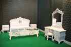 Ensemble lit rococo designer baroque français sur mesure avec cadre de lit King 5'lit